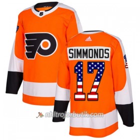 Män Ishockey Philadelphia Flyers Tröja Wayne Simmonds 17 Adidas 2017-2018 Orange USA Flag Fashion Authentic